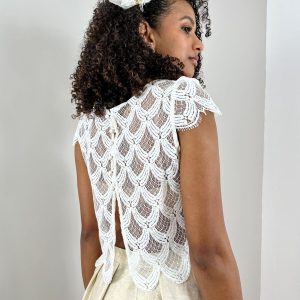 DEIMOS – Crop Top de mariée en dentelle de Calais