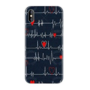 Coque silicone « Graphe ECG » bleu pour iPhone