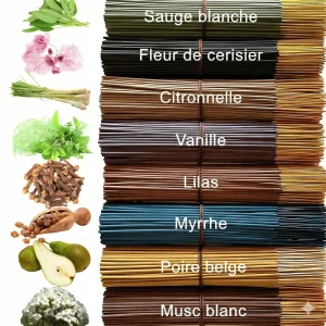 250 Bâtonnets d'Encens Naturel 8 Parfums