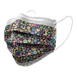 Masques chirurgicaux Type IIR – Motifs « Peace and Love »