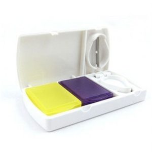 Pilulier de poche avec coupe comprimés